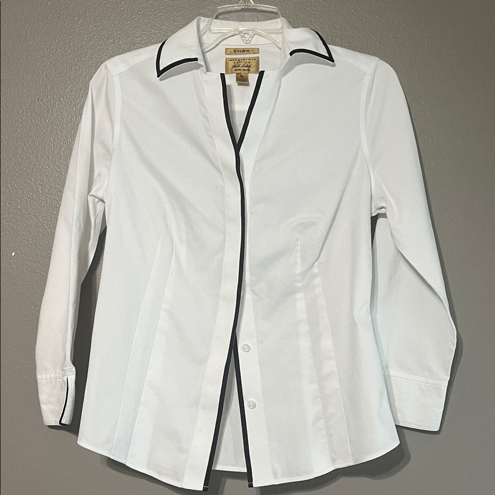 Taylor White Button Down Shirt with Black Accents